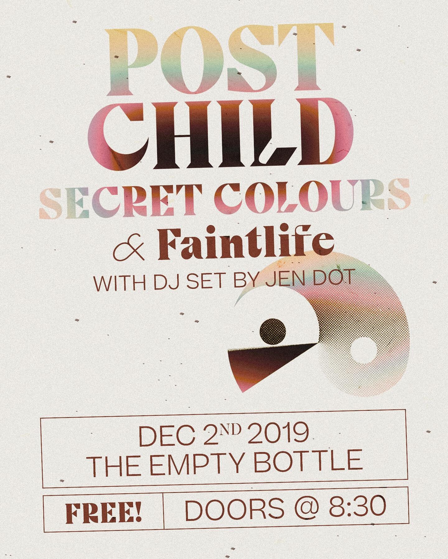FREE SHOW: Next Monday 12/2 we play @emptybottle with @postchildmusic and @faintlifemusic

Poster design by @beccachristman 😎