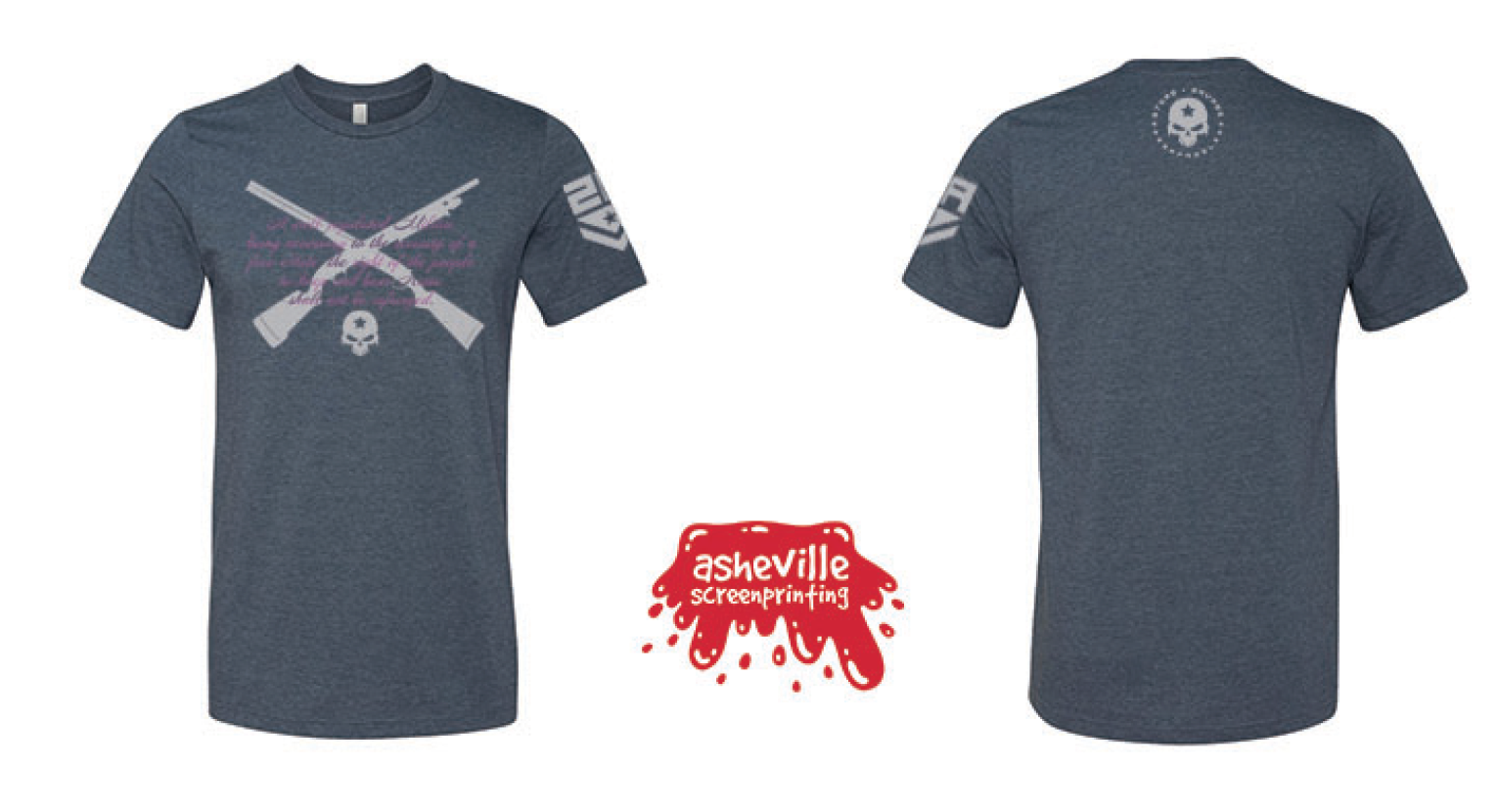 Guns, skull and the 2A logo should be a grey, and the text should be white