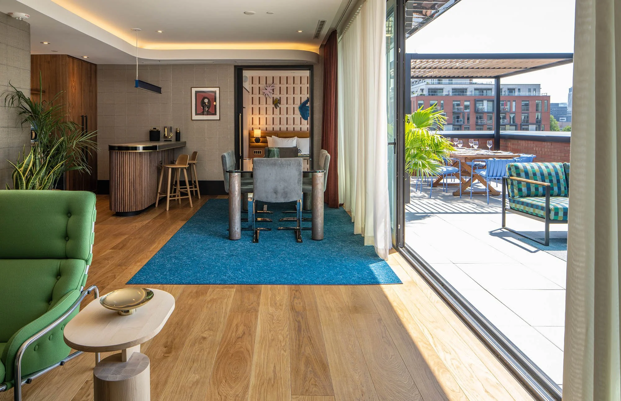 Rooftop patio and suite at the Drake Hotel