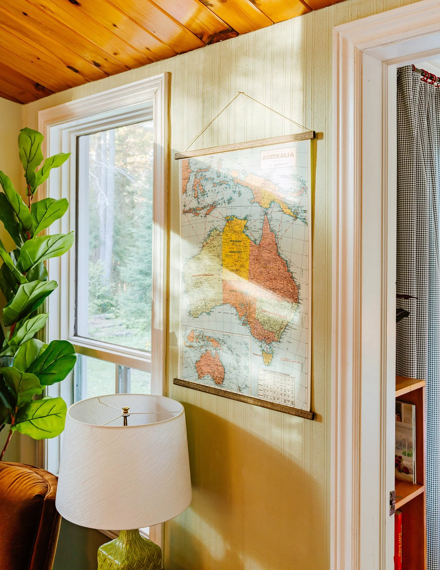 Interior photography of a bright, colourful living room by Worker Bee Supply.