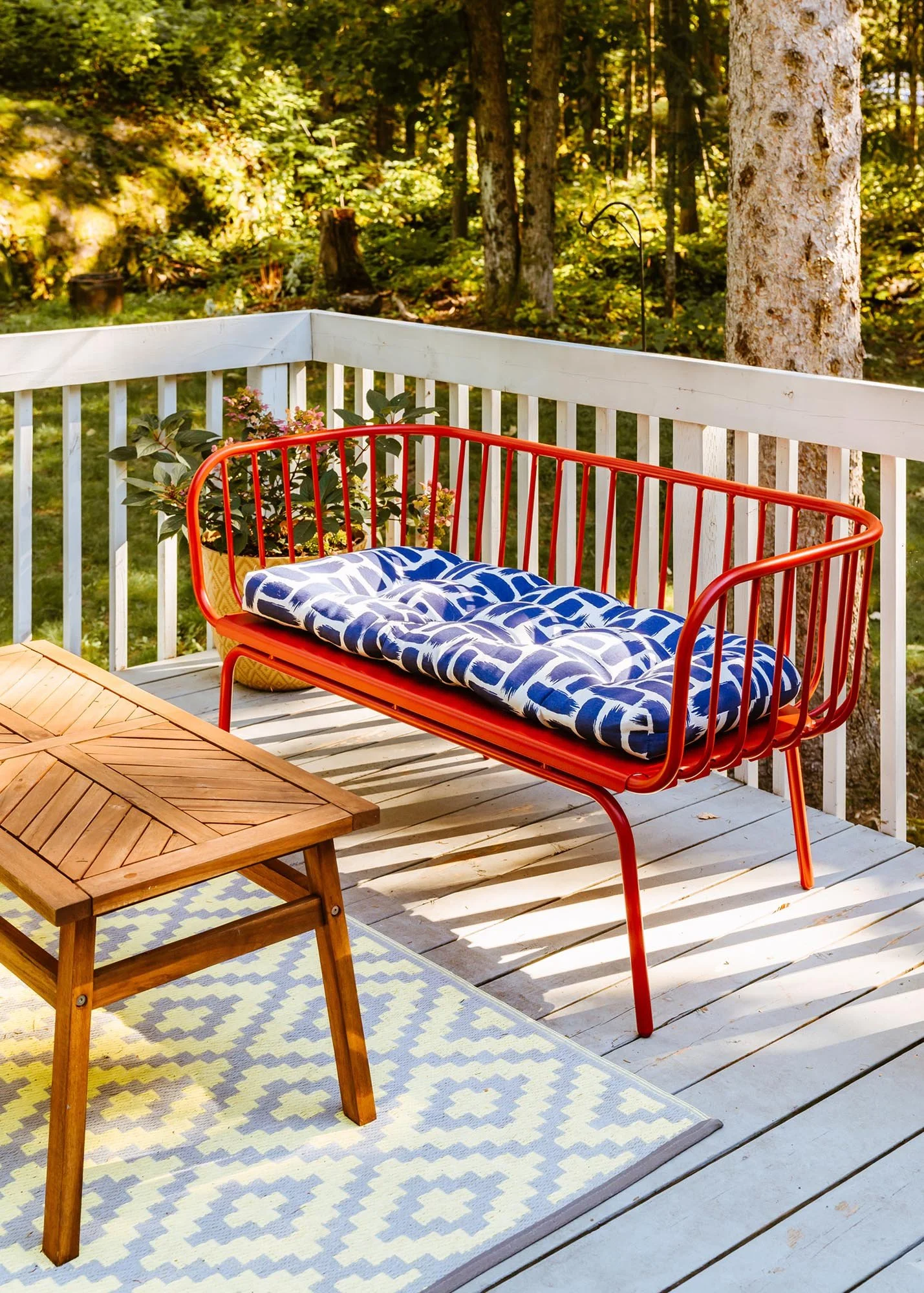 Interior photography of a bright, colourful patio by Worker Bee Supply.