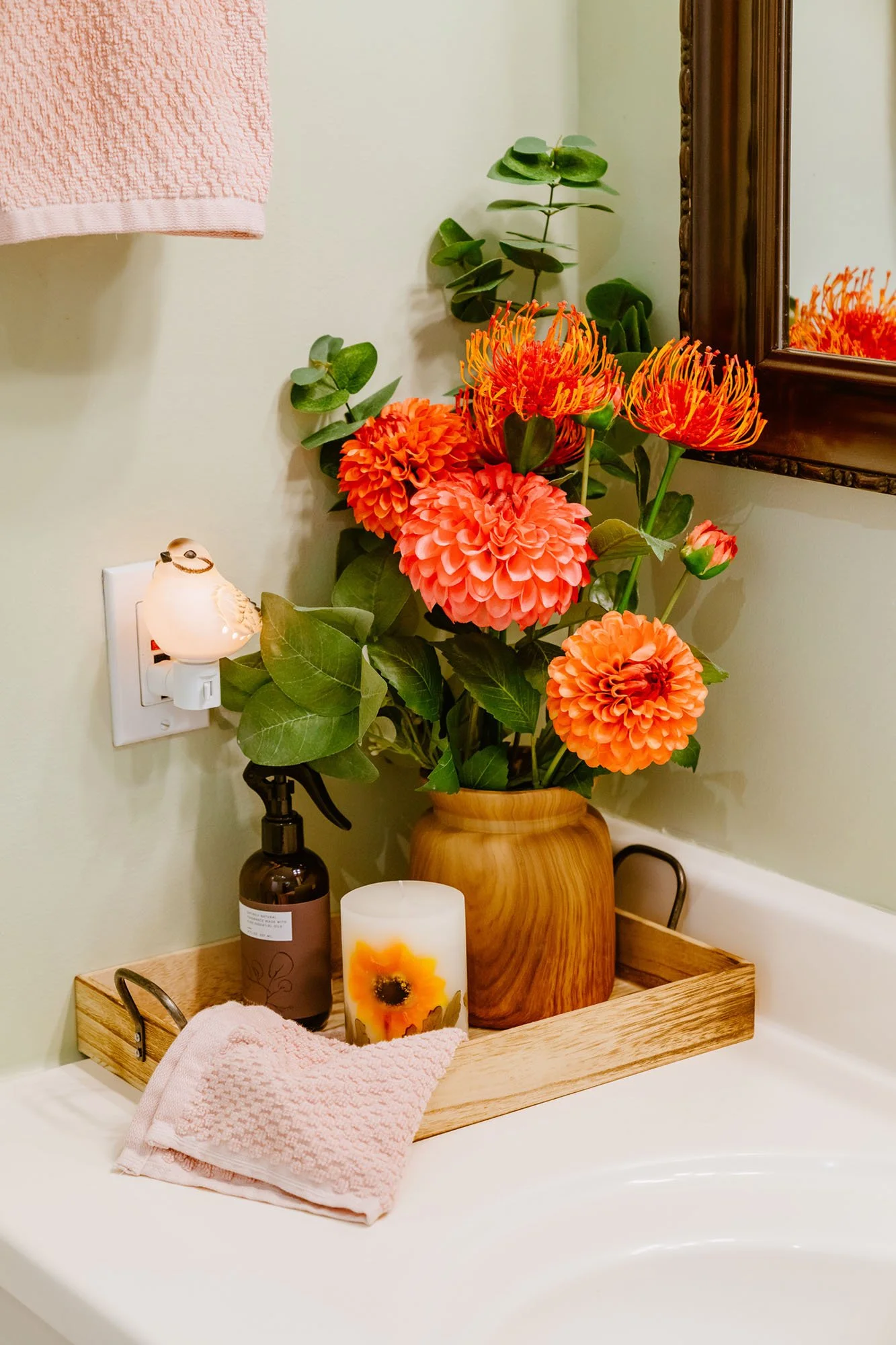 Interior photography of bright, colourful bathroom by Worker Bee Supply.