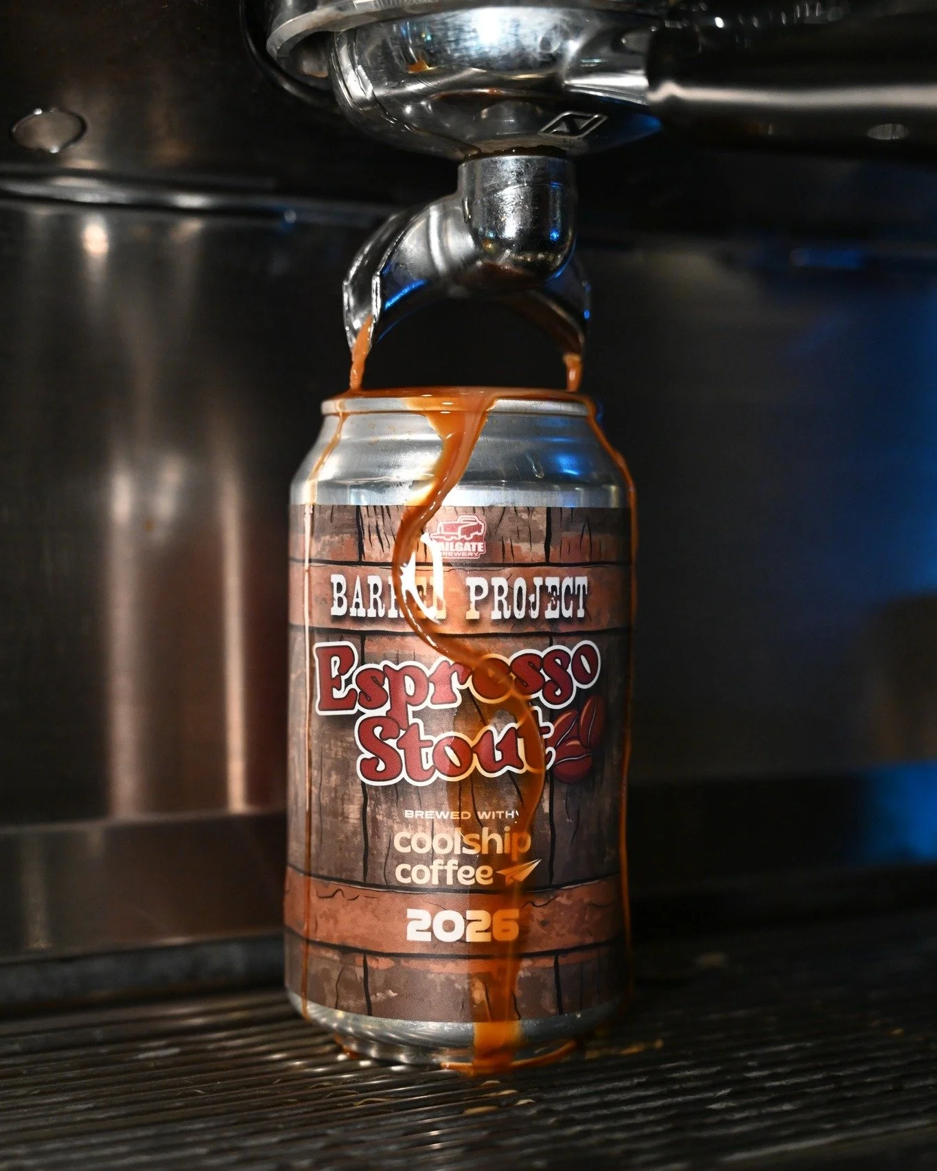 The wait is over...introducing Barrel Project: Espresso Stout! Brewed with our very own coolship coffee, this guy is full bodied, and whiskey barrel-aged, with deep notes of roasted coffee, dark chocolate, caramel, vanilla, and smoky oak. Cans and dr