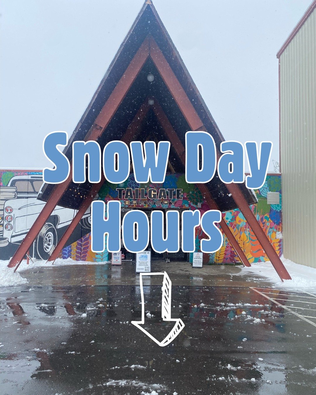Snow Day at TailGate! ❄ 1.24 - we will be open 11-7 ❄ We&rsquo;re super lucky to have a large team with people who can walk to each taproom. Come grab a beer and some extra hot pizza with your neighbor today!