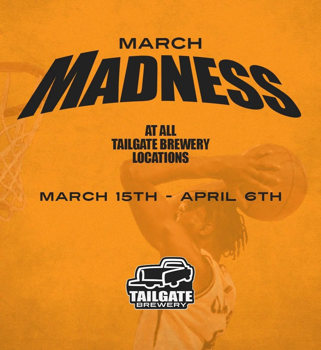 Join in on the Madness with us!! All TailGate Brewery locations will be playing all March Madness games! Catch all the action with your favorite beer and pizza from March 15th - April 6th! 🏀🍺