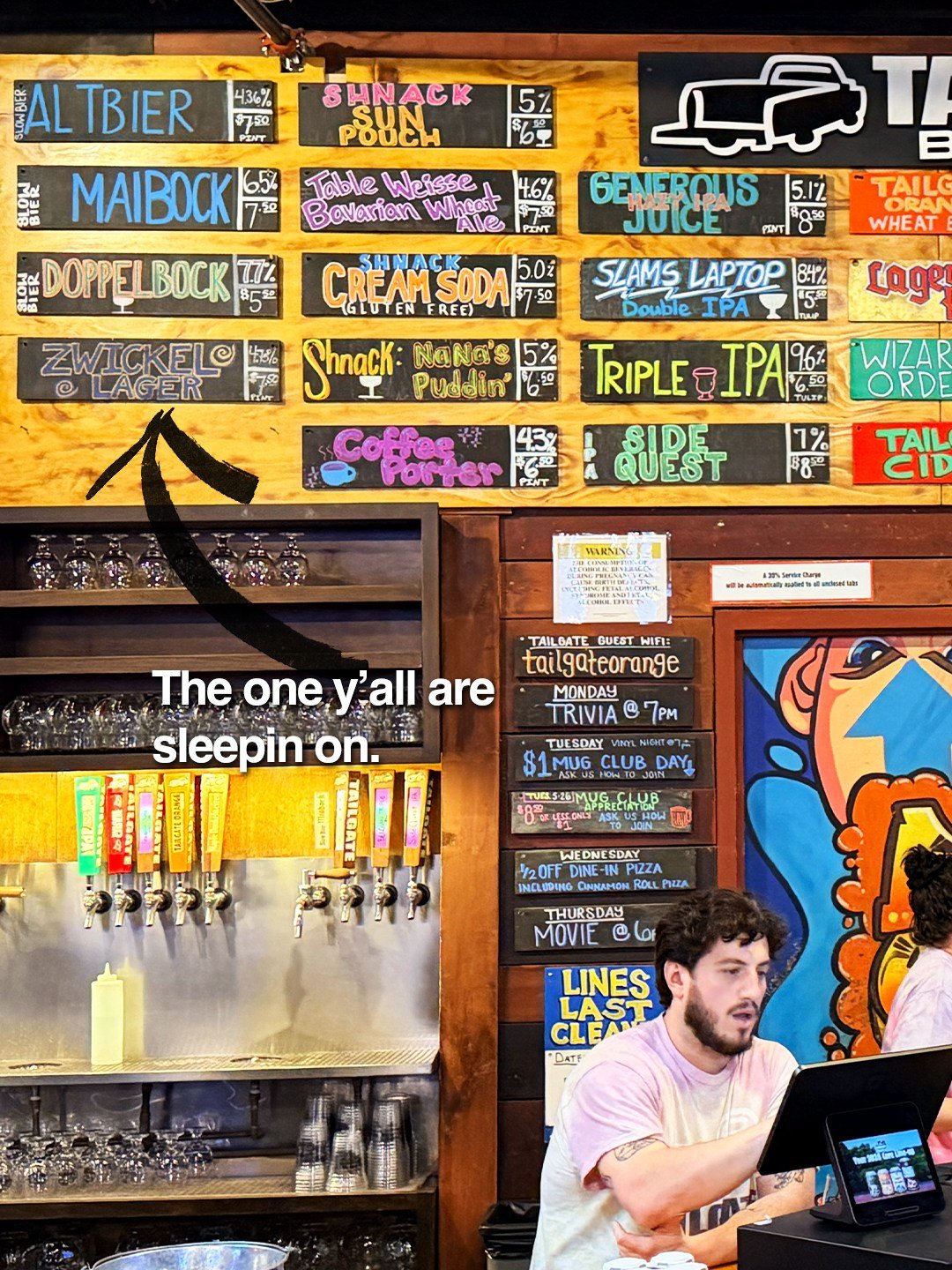 It's damn fine beer-drinkin' weather out there. 
We made it to the weekend, friends. Here's what's happening on the tap wall. Come try something new, (like this Zwickel Lager y'all sleepin on), sign up for a brewery tour this weekend, and get on that