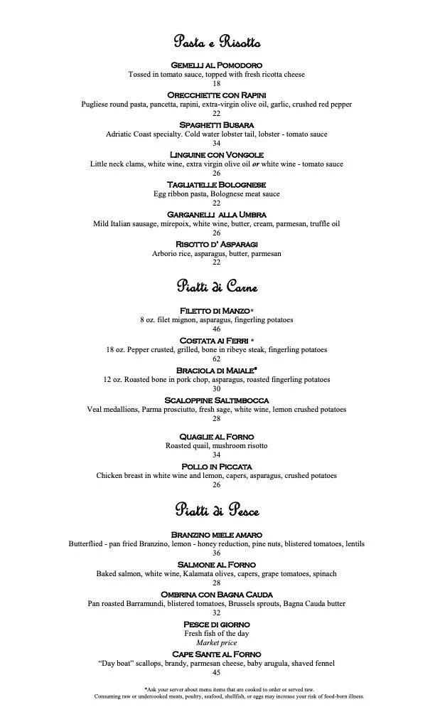 Menu — Bella Piatti