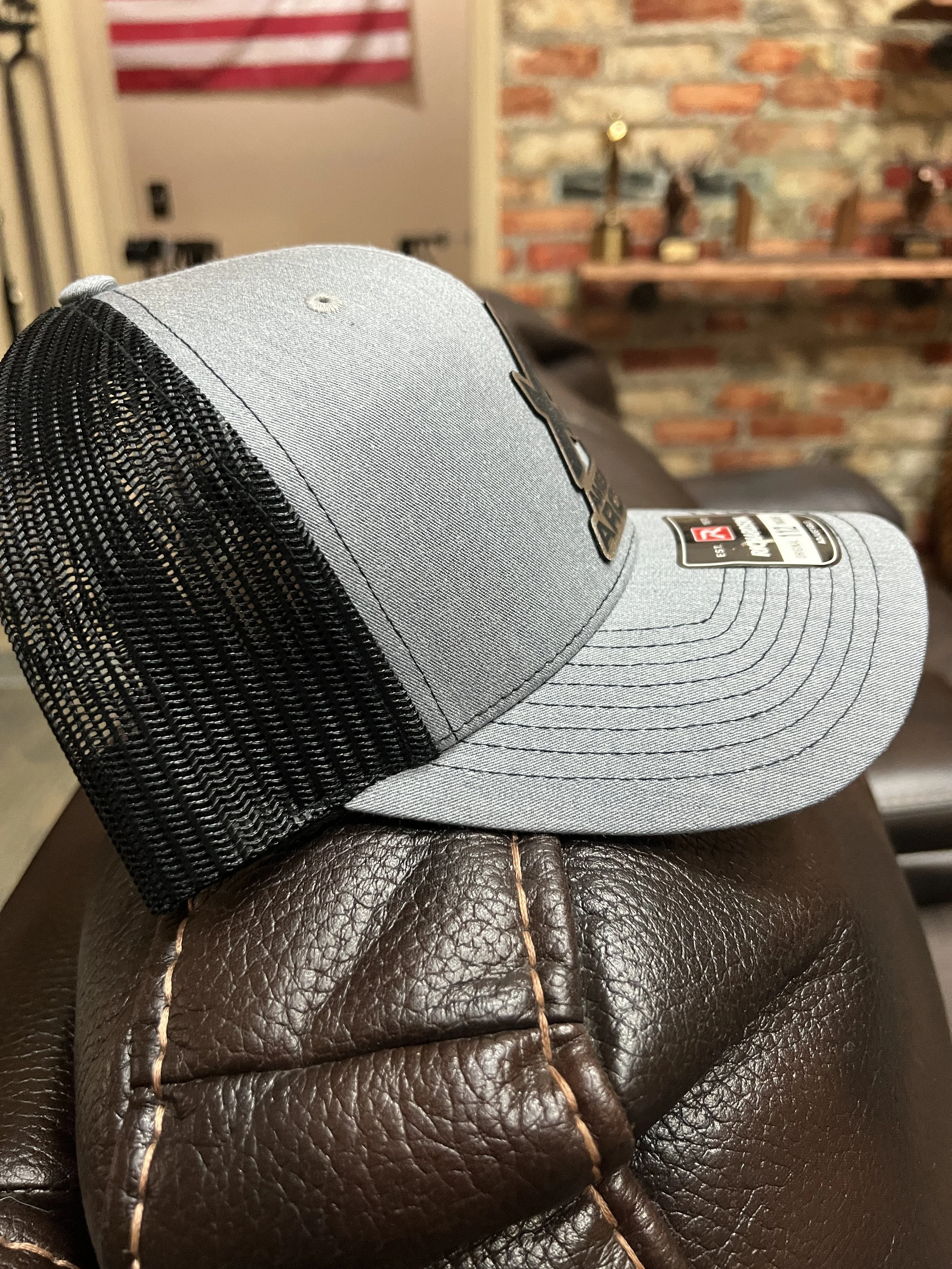 Richardson 112 Gray-Black Trucker with laser cut patch profile.JPG