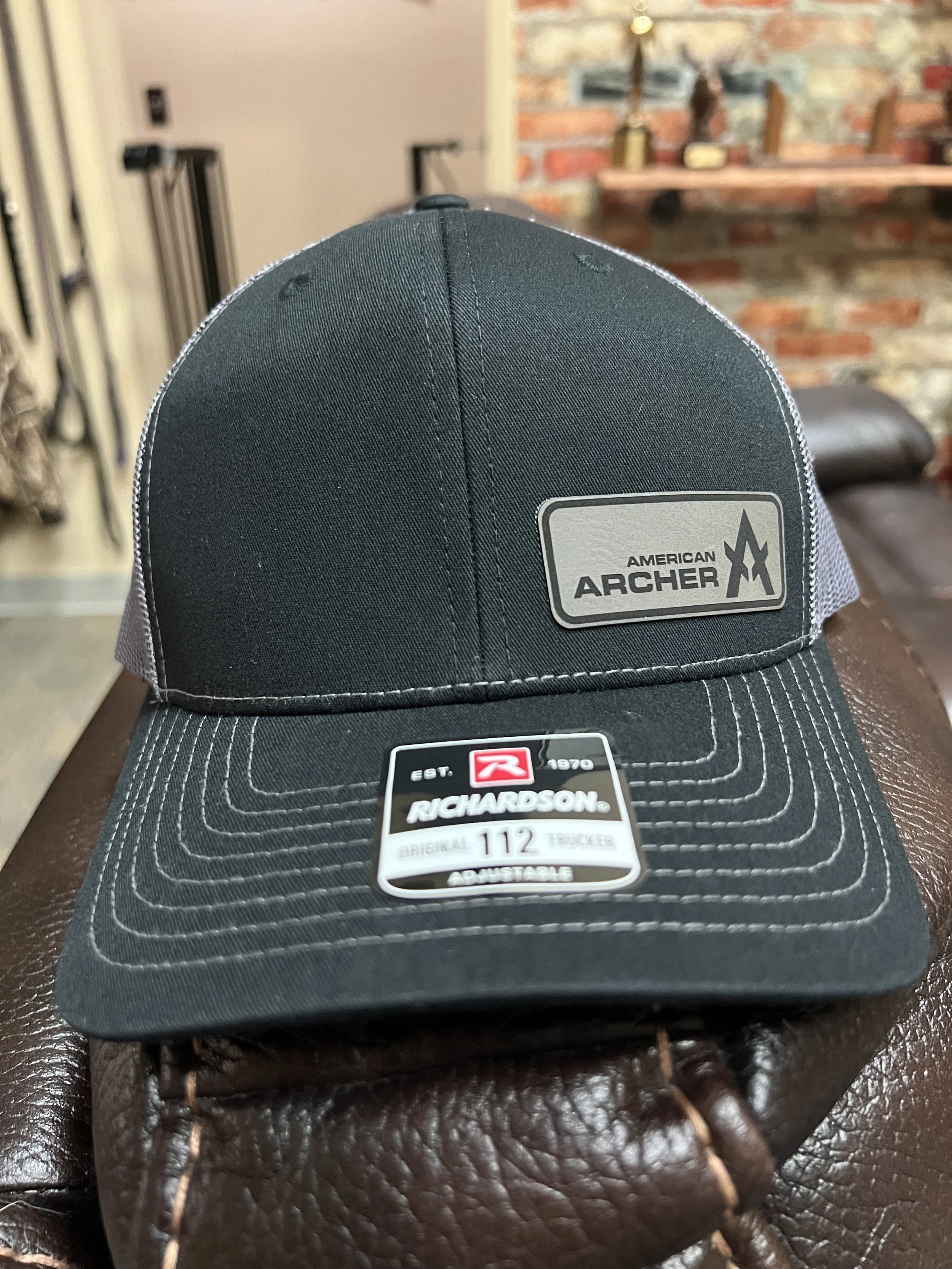 Richardson 112 Trucker Black-Charcoal with gray patch.JPG