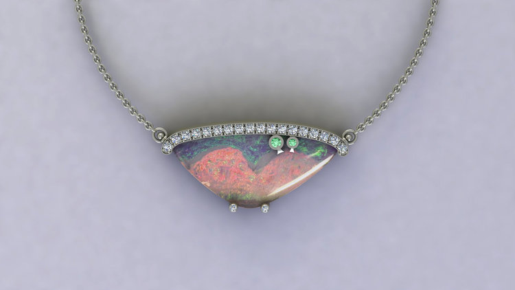 "Two Trees" opal necklace