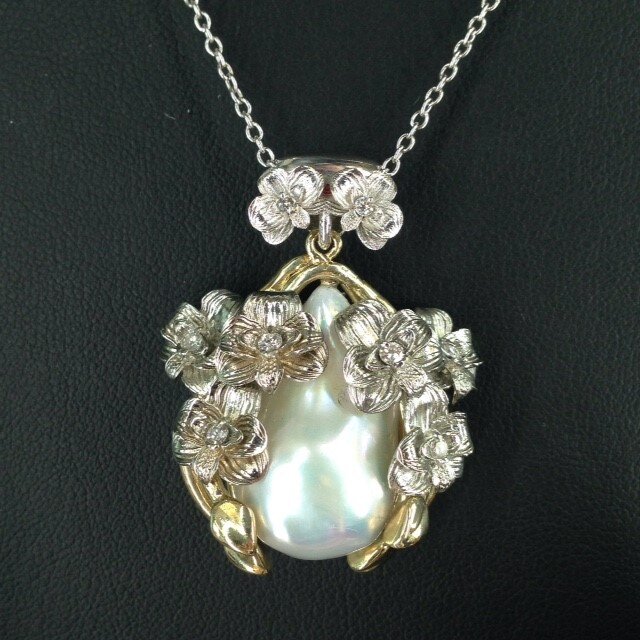 custom pearl orchid pendant