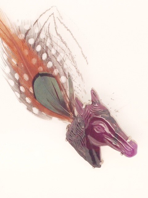 custom hand carved sugilite horse hat pin