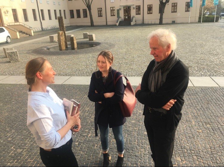 A photo of me on a trip to Germany last year, where I had the opportunity to talk about my family’s history in Wittenberg.