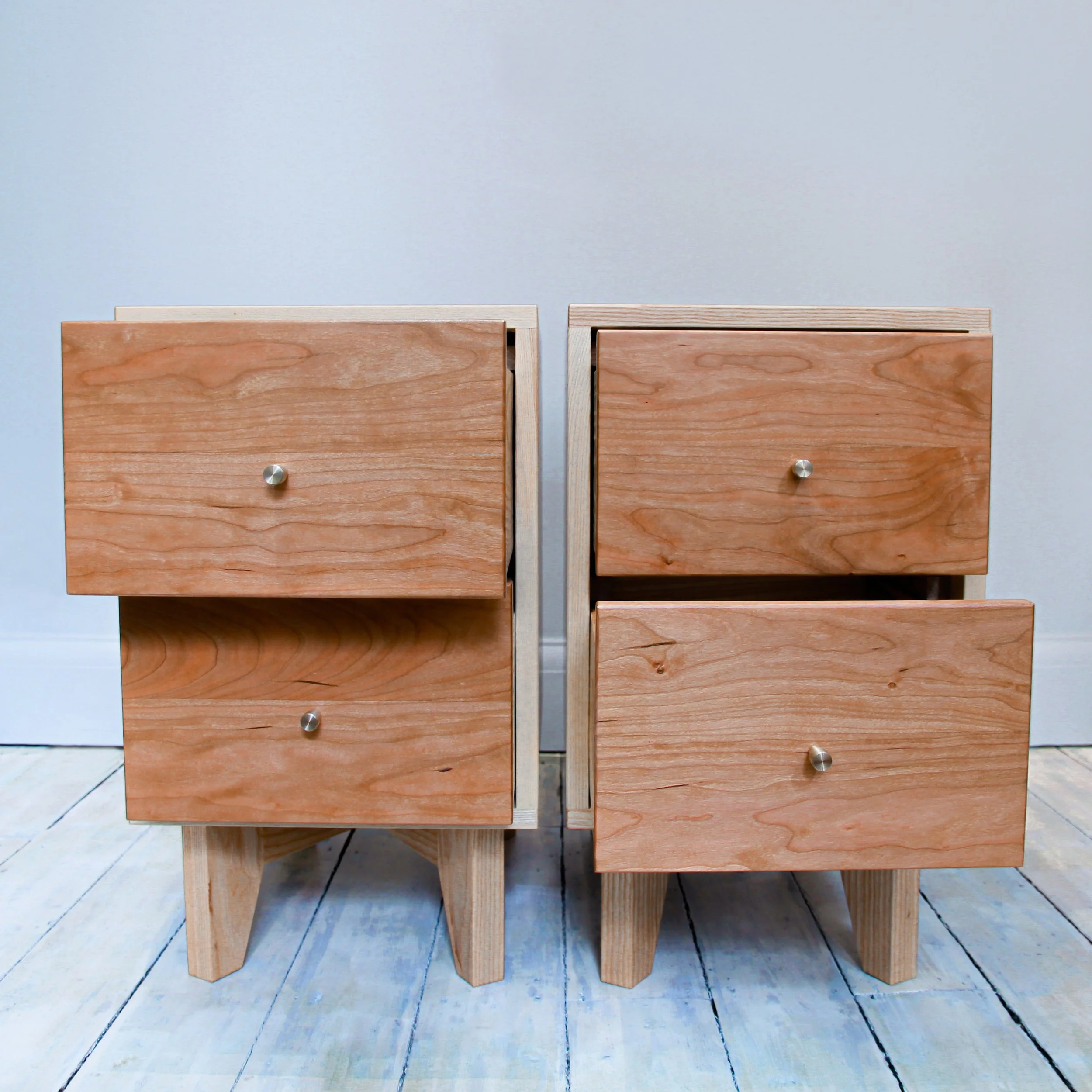 Bespoke ash and cherry dovetailed bedside table.