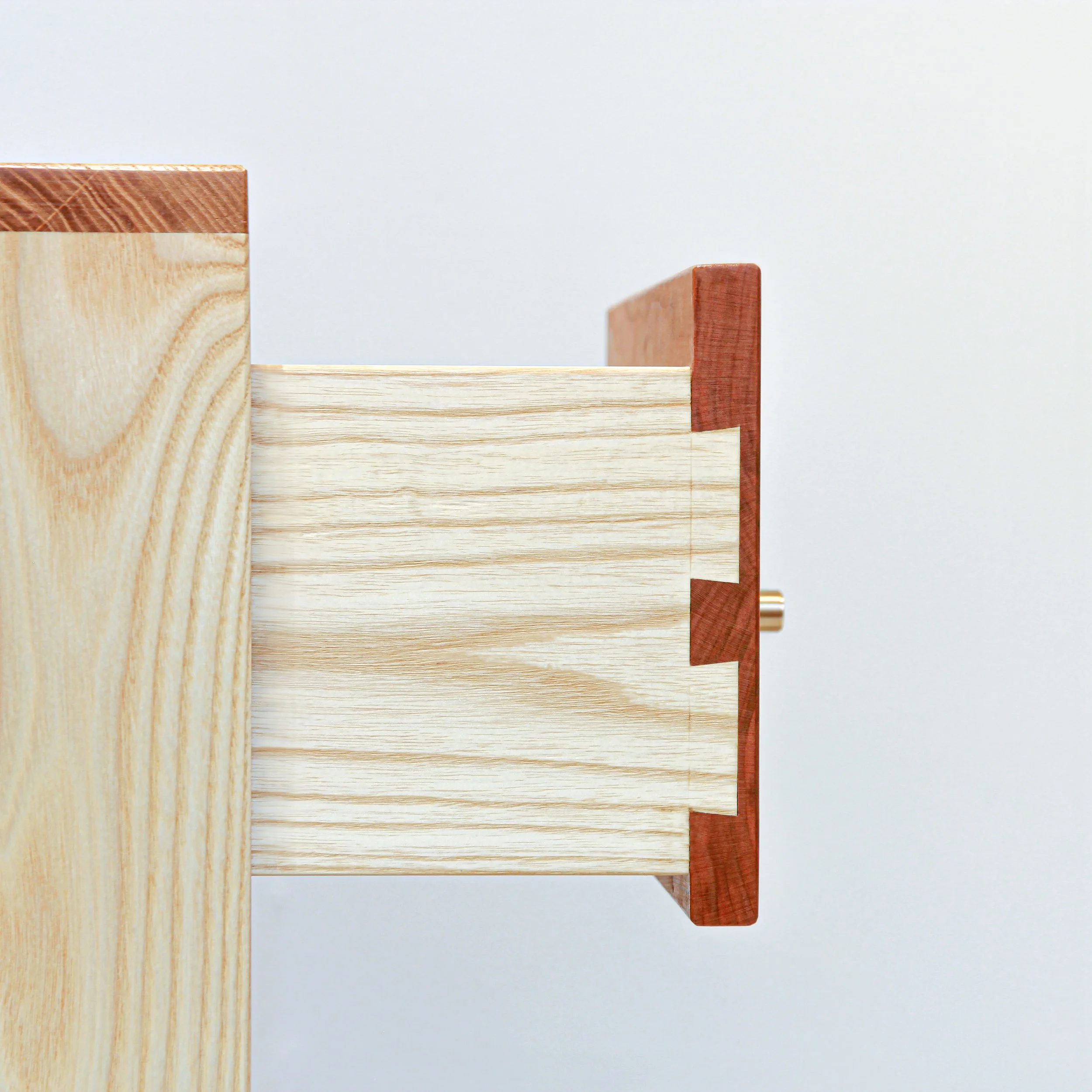 Ash and cherry dovetail detail.