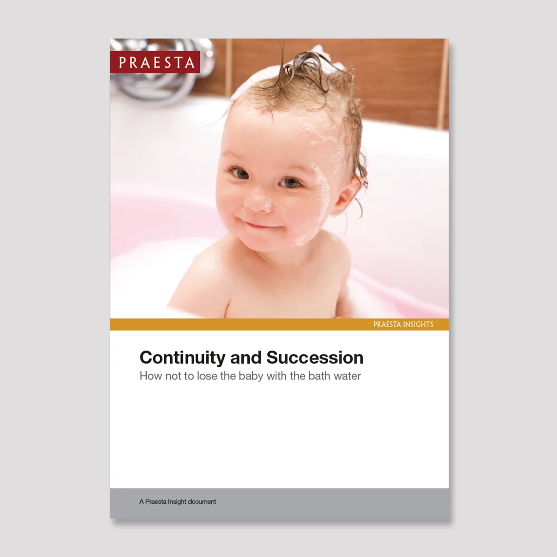 Continuity and Succession How not to lose the baby with the bathwater The purpose of this Insight document is to prompt thinking and action that de-risks chief executive succession. It is informed by our knowledge of what happens before and after a change of guard at the top. Download PDF