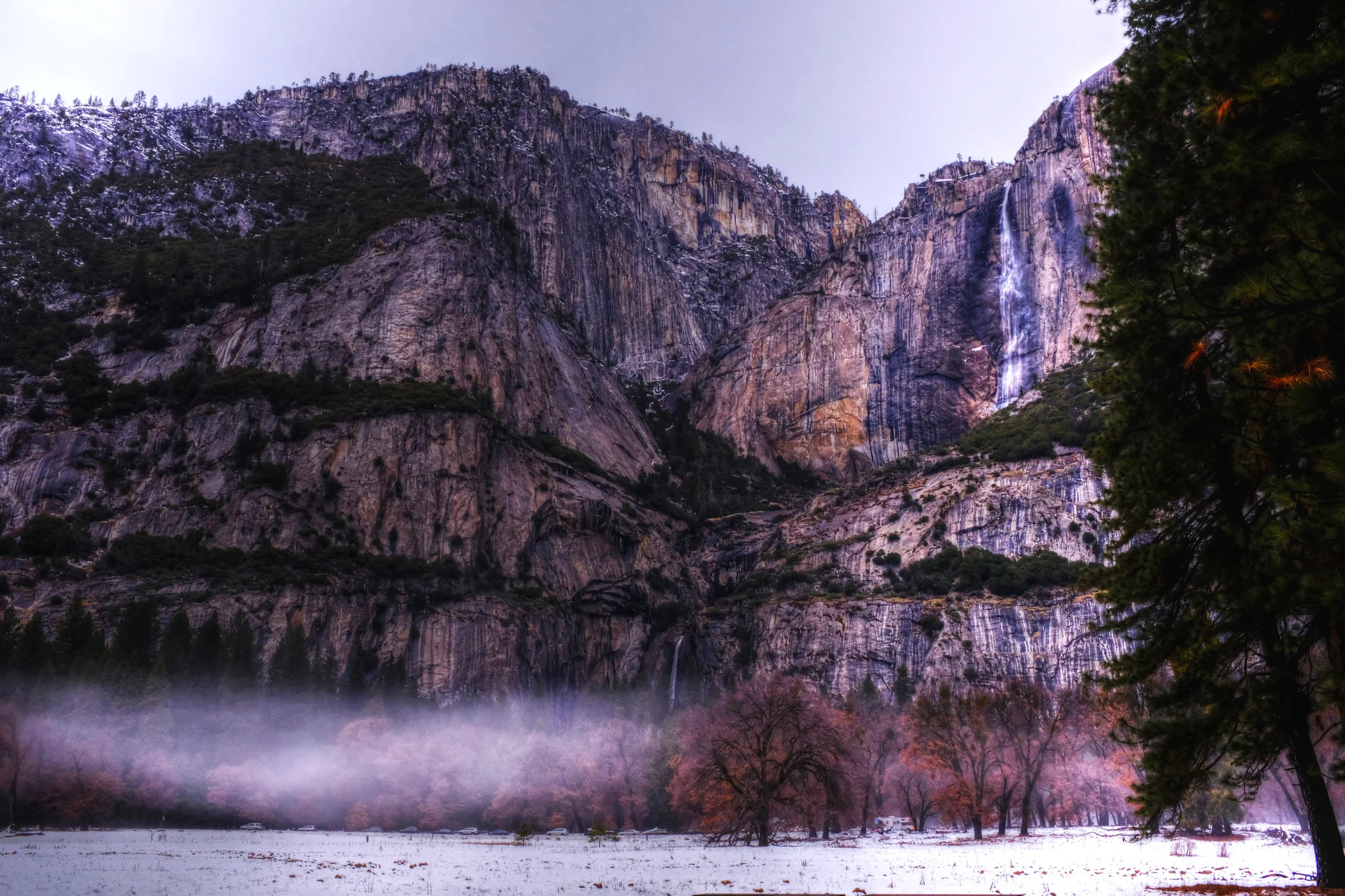 A picture I took of Yosemite Falls the day before I hiked to the top. Check out how small the cars are at the base of this mammoth piece of glacial carved granite.