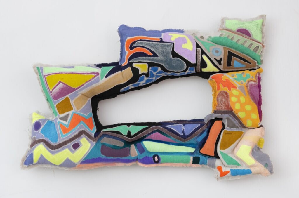 Side Guy , 2020, acrylic on canvas with polyester fill, 18 x 29 x 6 inches
