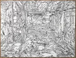 Potlood op doek - 30 x 60 