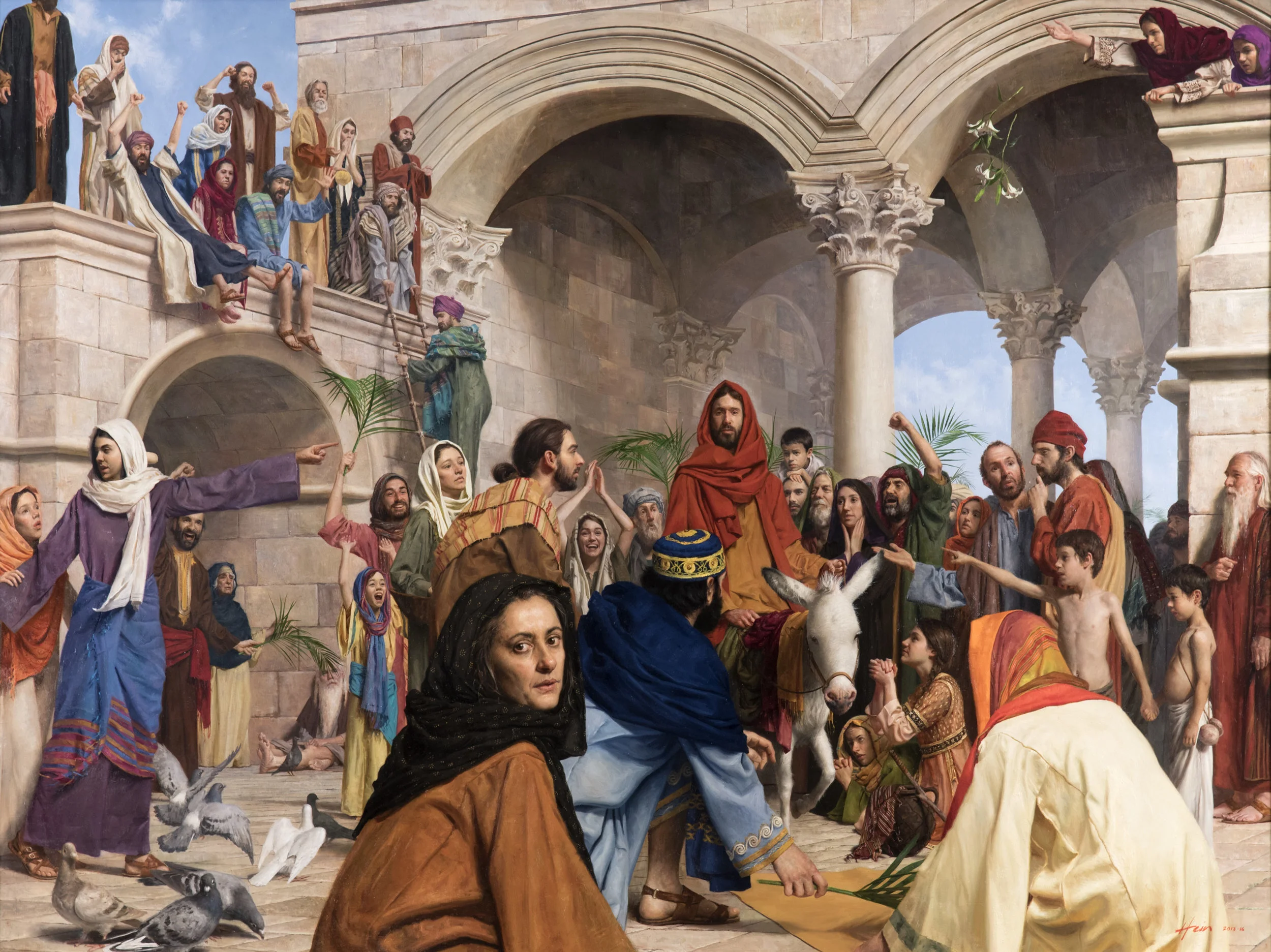 Triumphal Entry (2016) by Jeff Hein. Oil on Linen. 54 x 72 in. LDS Church Collection. 