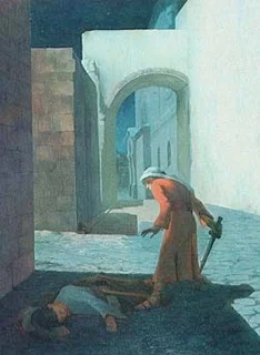 The Death of Laban (1894) by Herman Haag. LDS Church. 