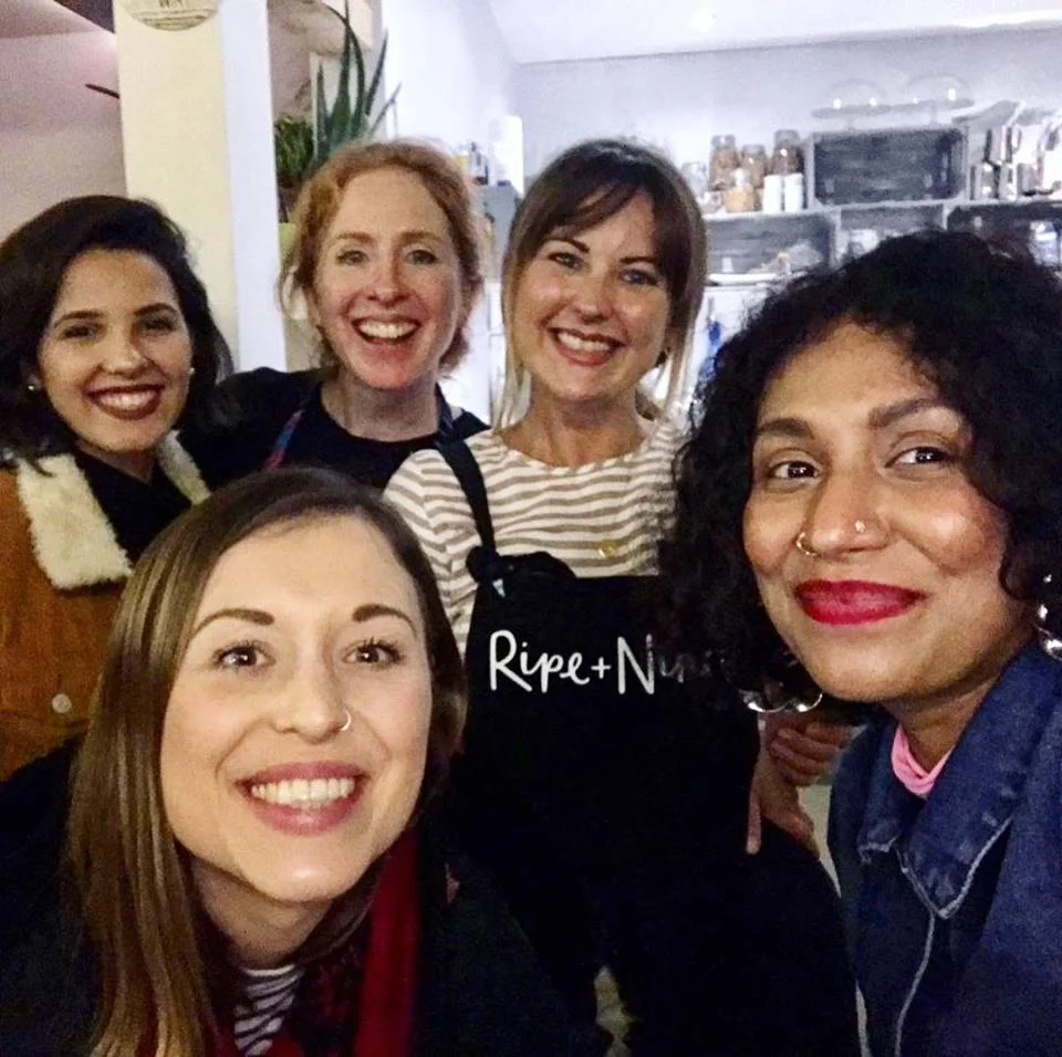 Emma and Danielle with guests at one of their supper clubs