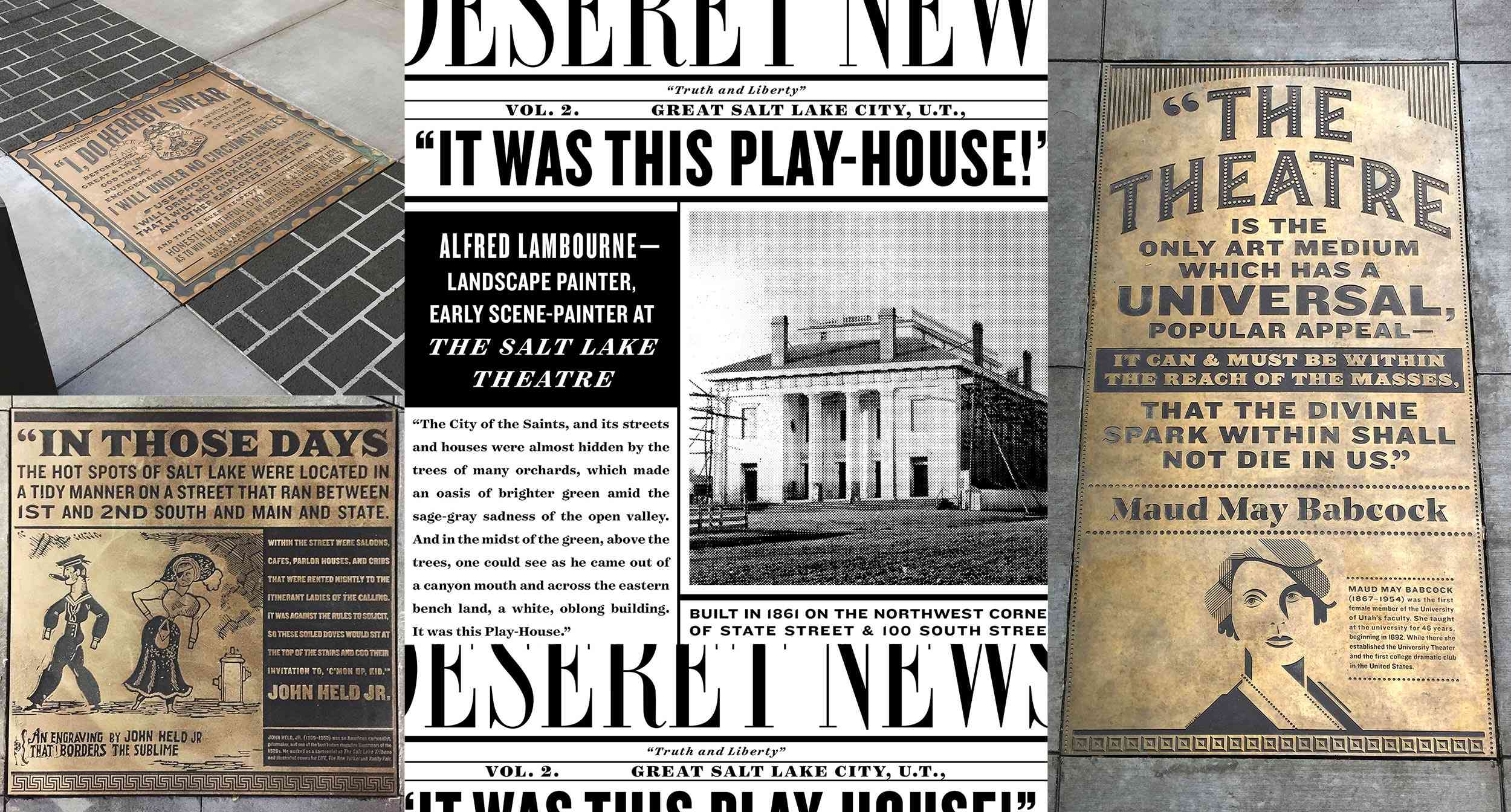 Regent Street Historical News Inserts on Sidewalk