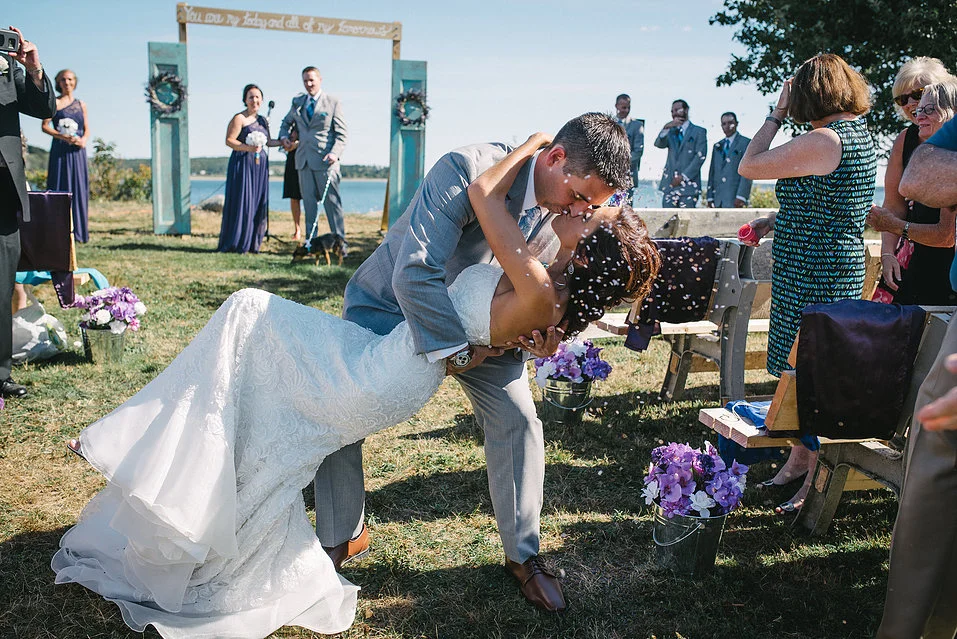 A romantic outdoor wedding on the Fort Point Museum grounds. Photography by Callen Singer Photography.