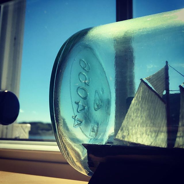 Close up of one of our Ship in a Bottles, such a beautiful day here at #fortpointmuseum ☀️🌺🌻🌿