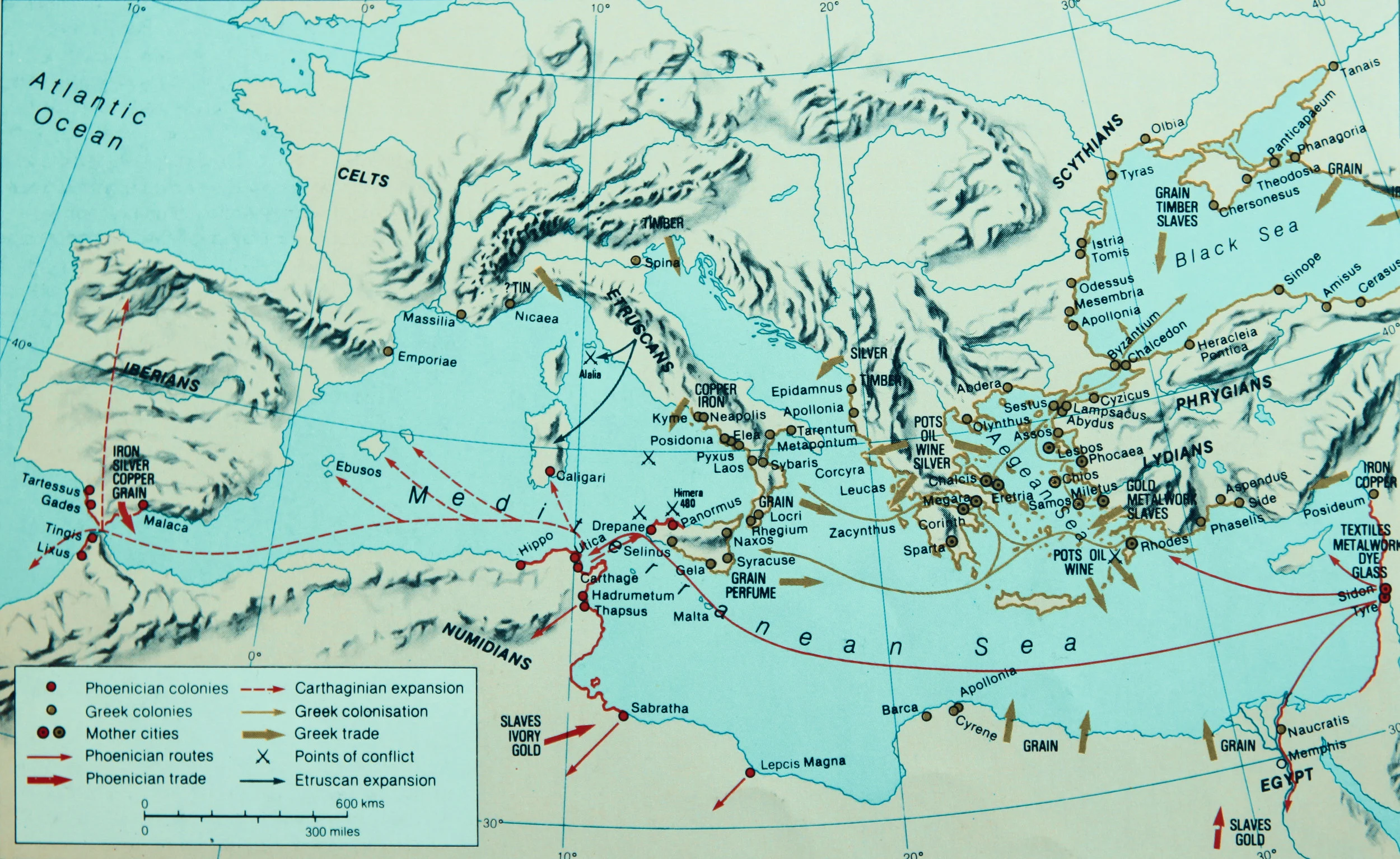 Phoenicians and the Greeks. Source: R.I. Moore (1981) Hamlyn Historical Atlas.