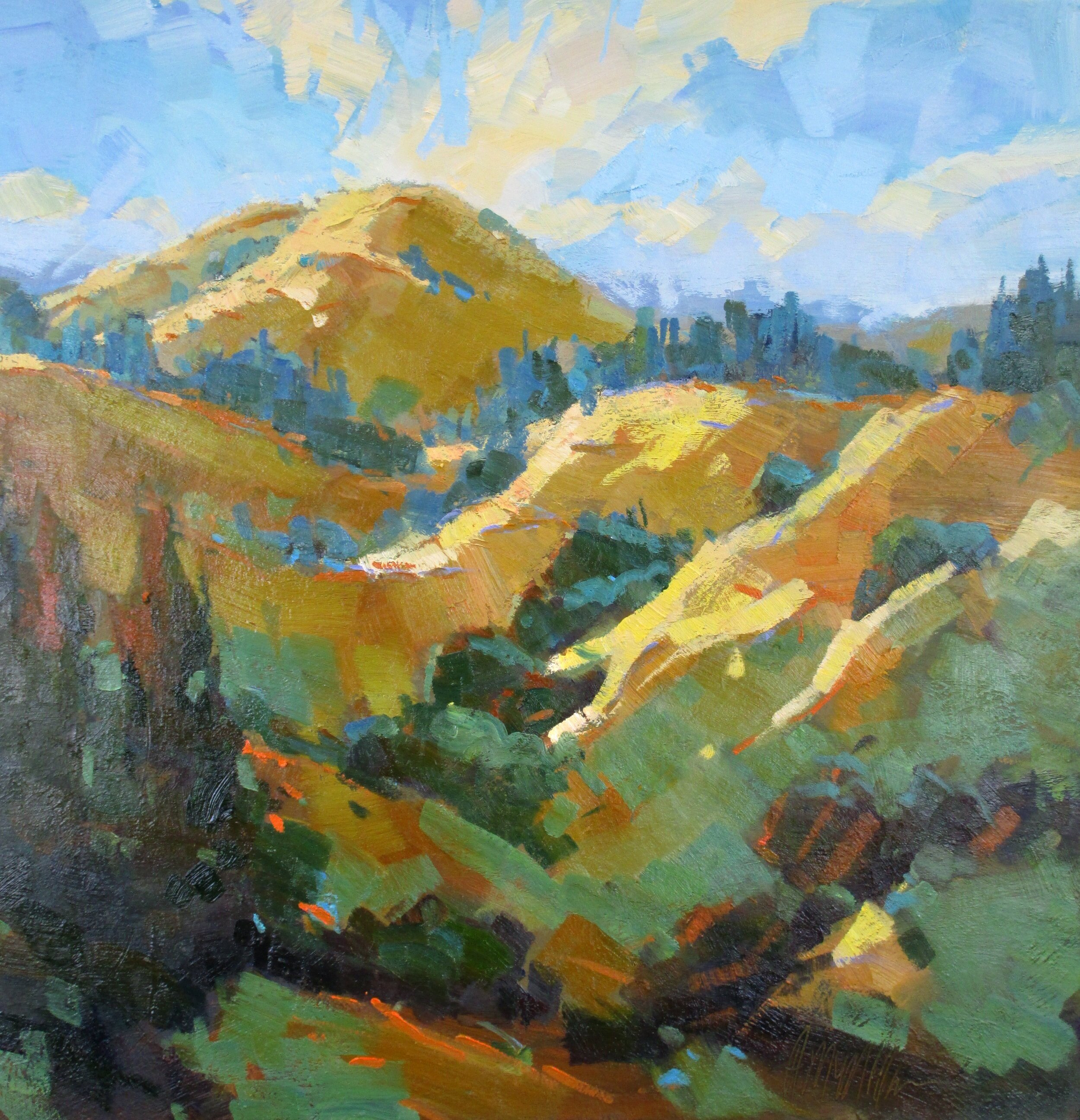 Windy Hill in the Sun, 30 x 30 inches, oil. Sold.