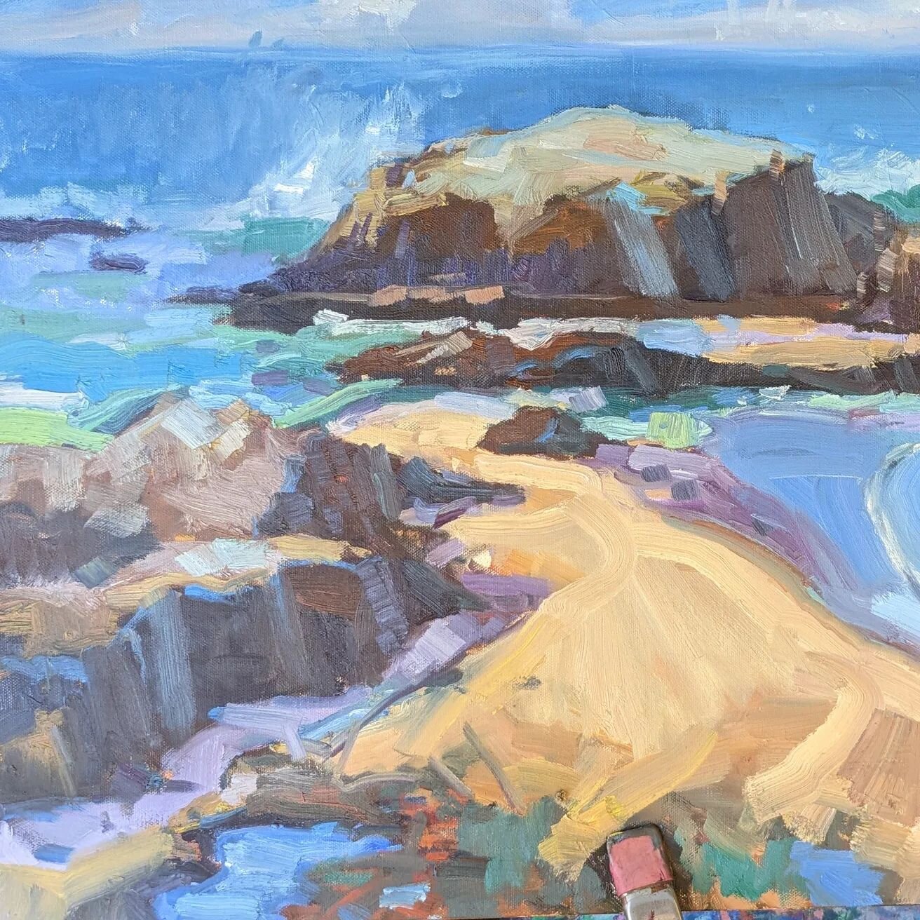 I went plain air painting at pescadero last week! It's always good to get outdoors! Detail of a 16 x 20 oil painting. #pescadero.