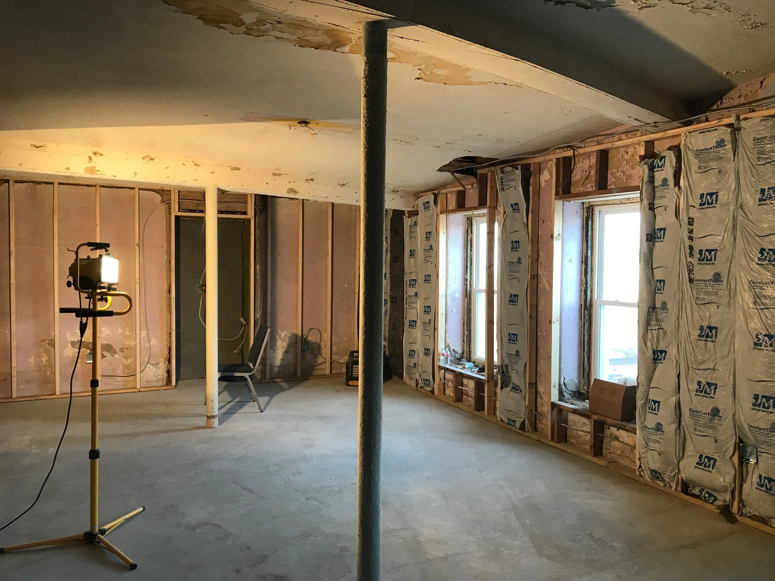 Furring out the Stone Foundation and Insulating