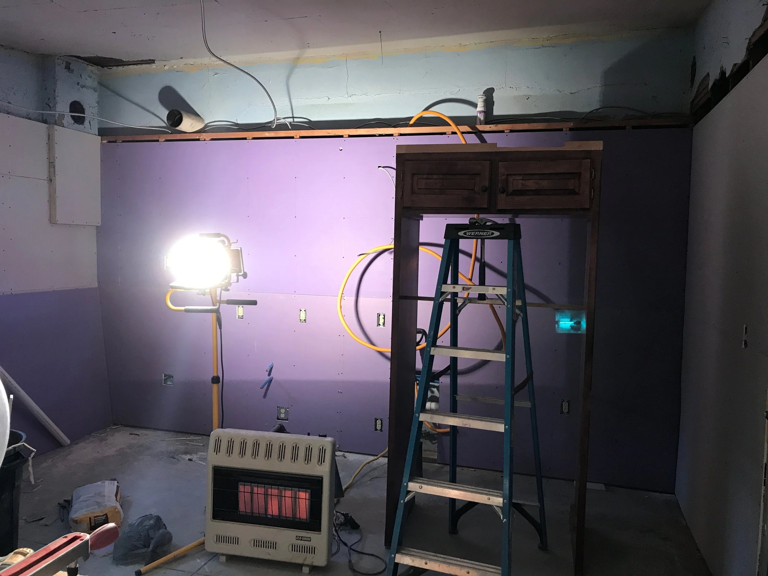 First Cabinets Going In