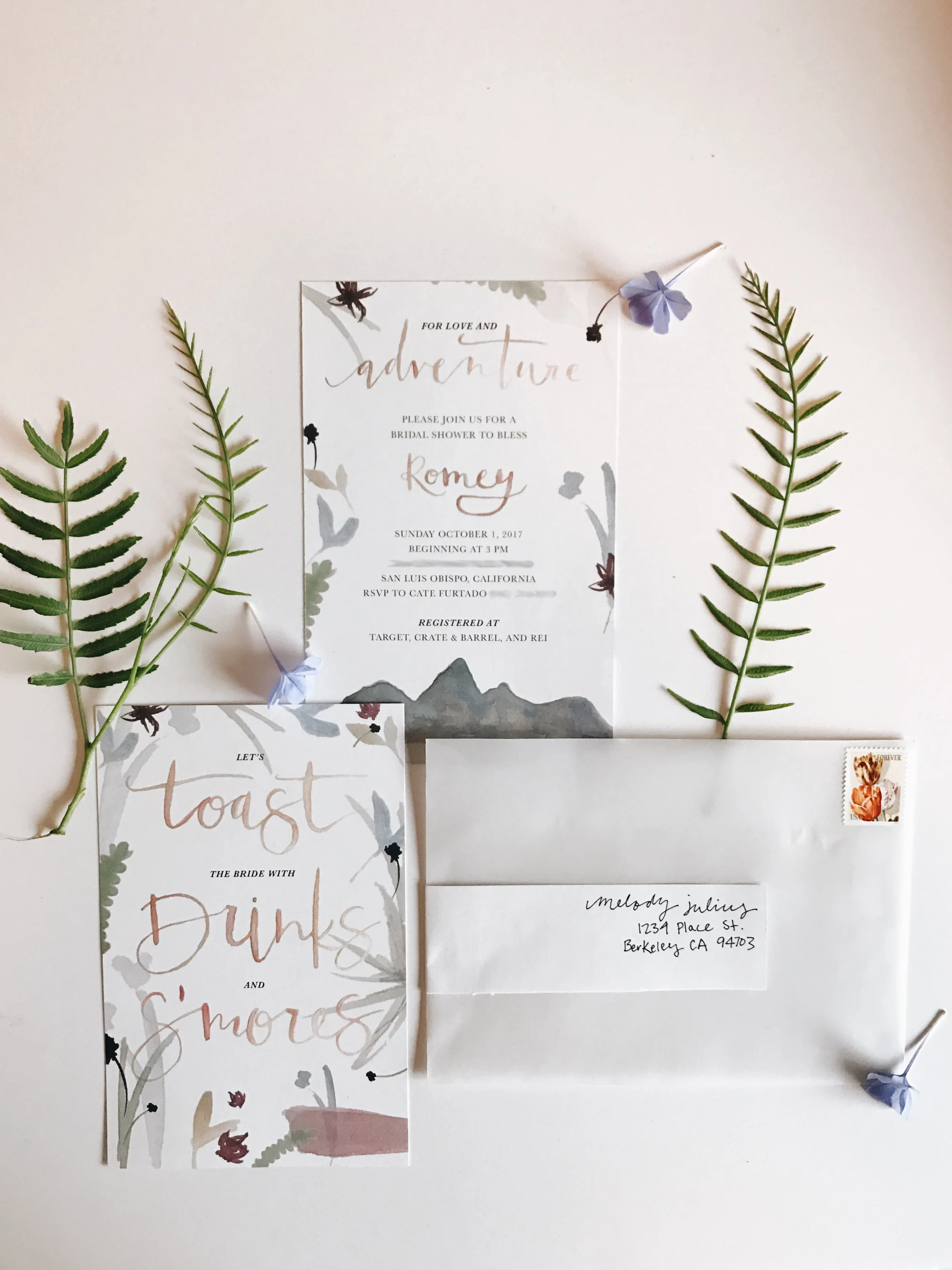For Love &amp; Adventure Bridal Shower Invites