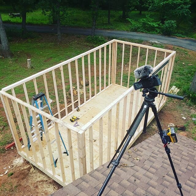 The shed walls are up. One of the weirder filming positions....
#shed #building #DIY #doityourself #sheds #homeimprovements #homeimprovement #maker #builtnotbought
