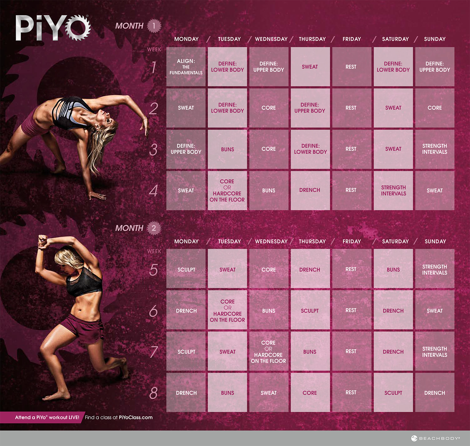 PIYO calendar