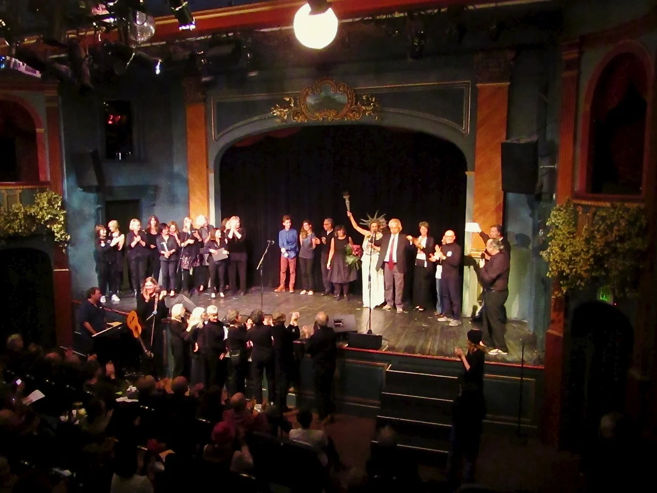 Activists, cast and crew gather for a final curtain call at the MVCAN-Do-Revue. Photo by George Osner.