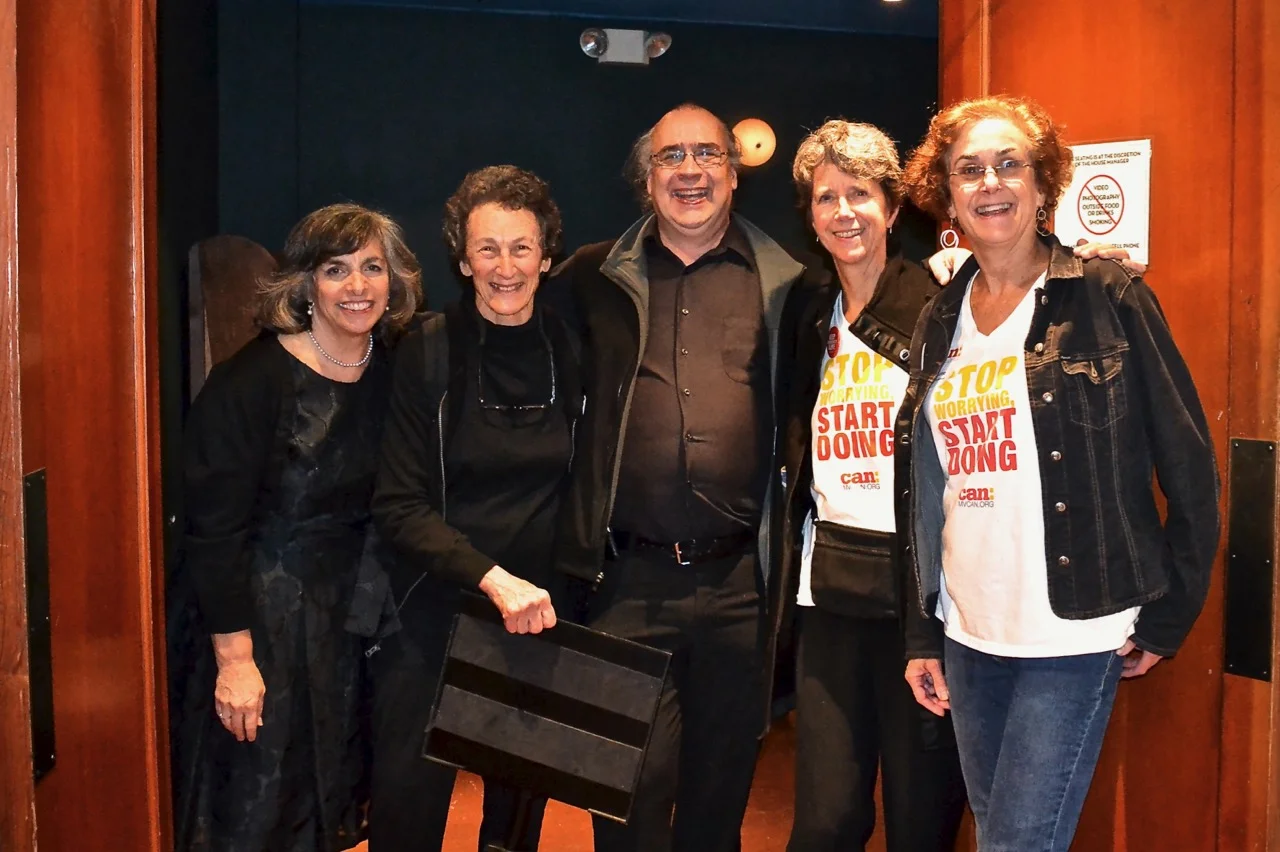 A group photo of the event team leads for the MVCAN-Do-Revue: Suz Lipman, Marilyn Price, Fabrice Florin, Mary Cosgrove and June Cooperman (from left to right). Missing in action: Danny Altman and Carol Korenbrot. . Photo by Ed Ellsworth.