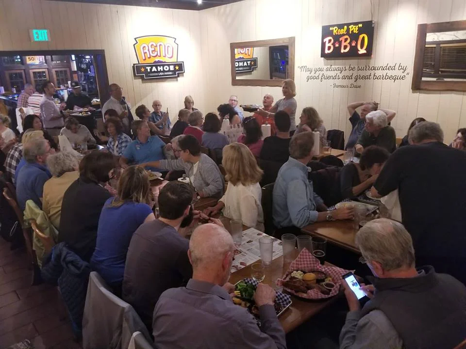 45 MVCAN volunteers recently canvassed in Reno for Jacky Rosen for Senate. Special thanks to Carol Zimmerman-Leidman who organized the trip. Photo: Larry Litvak.