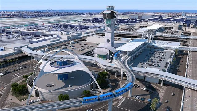 Aerial of the Automated People Mover Train