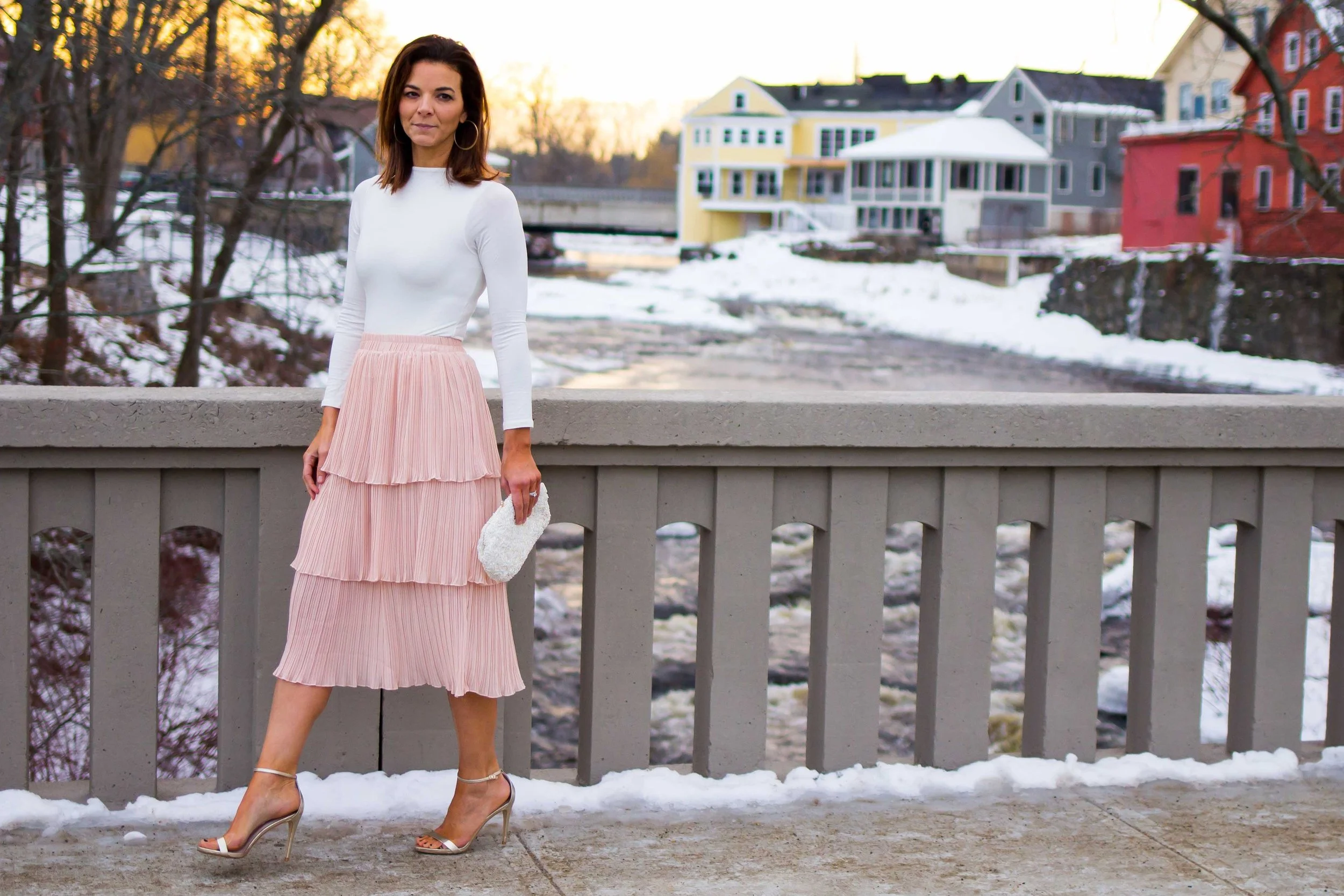 Midi Skirt Outfits - Tiered Skirt Outfits -Ruffle Midi Skirt Outfits - Nude Skirt Outfits - Blush Skirt Outfits - Fashion for Women - heartandseam.com #heartandseam