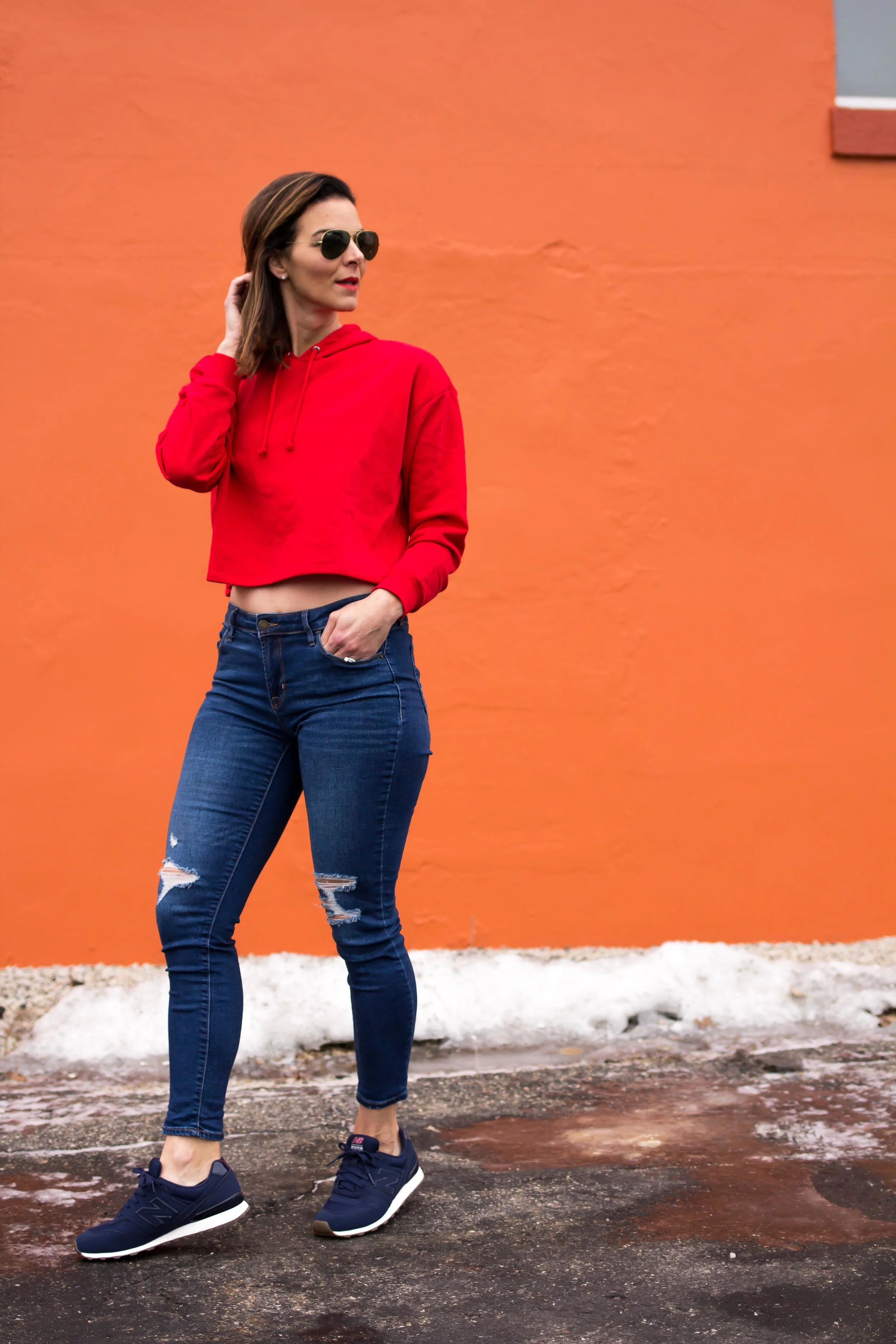 Casual Friday Outfits – Weekend Outfits – Fashion for Women – Cropped Hoodie Outfits – Weekend Wear – heartandseam.com #heartandseam