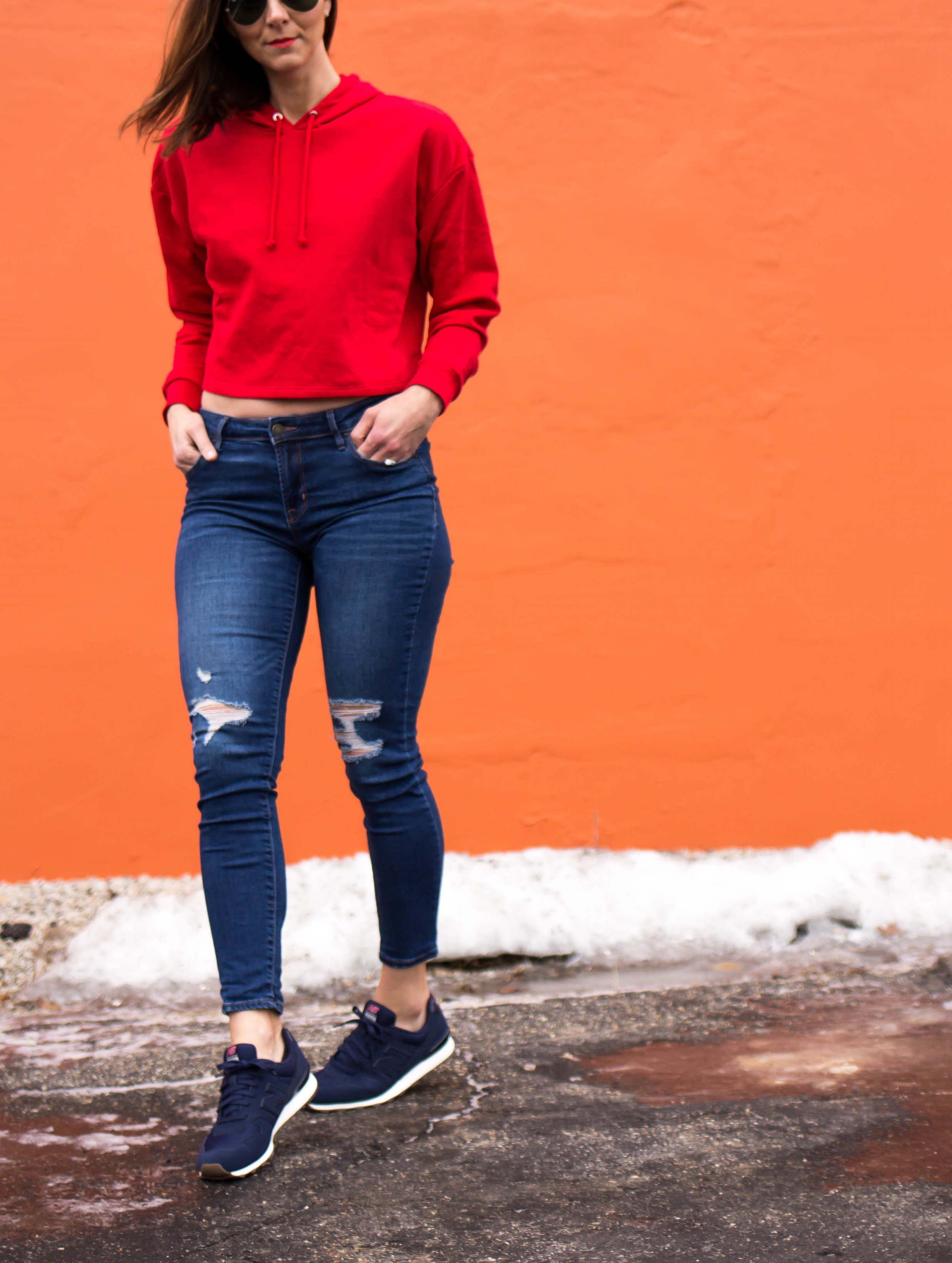Casual Friday Outfits – Weekend Outfits – Fashion for Women – Cropped Hoodie Outfits – Weekend Wear – heartandseam.com #heartandseam