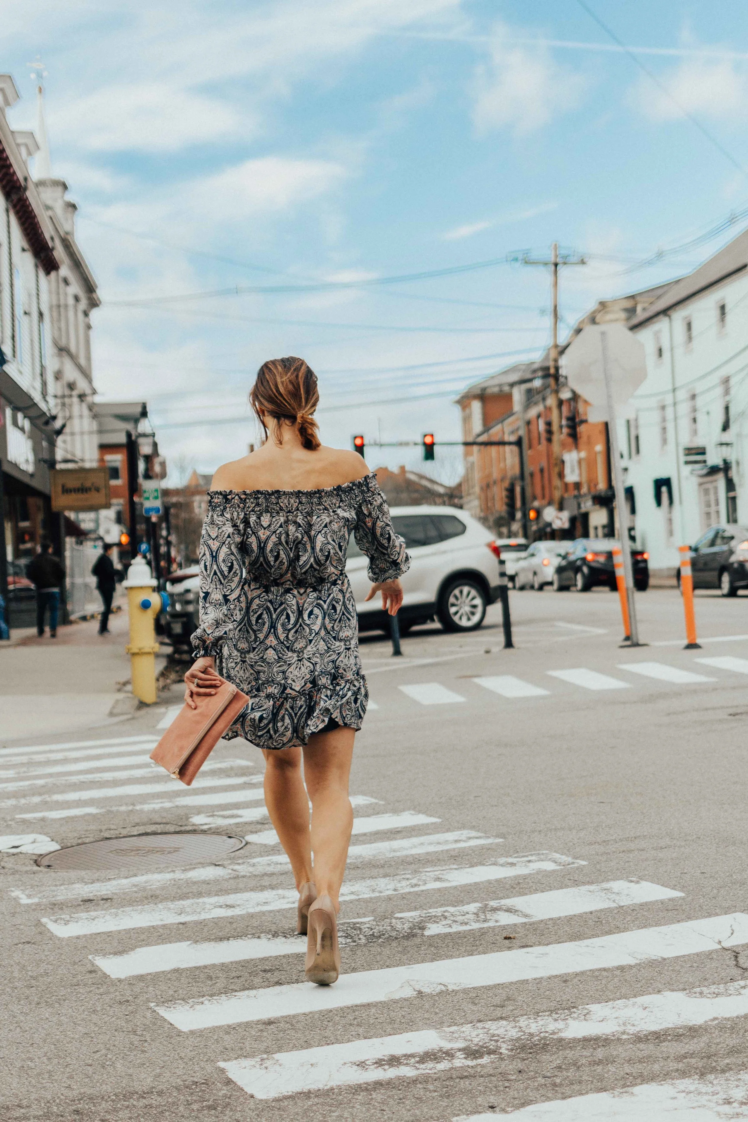 Spring Outfits – Spring Dresses – Paisley Print Dresses – Off-the-shoulder Dresses for Spring- Fashion for Women – heartandseam.com #heartandseam #cupcakesandcashmere
