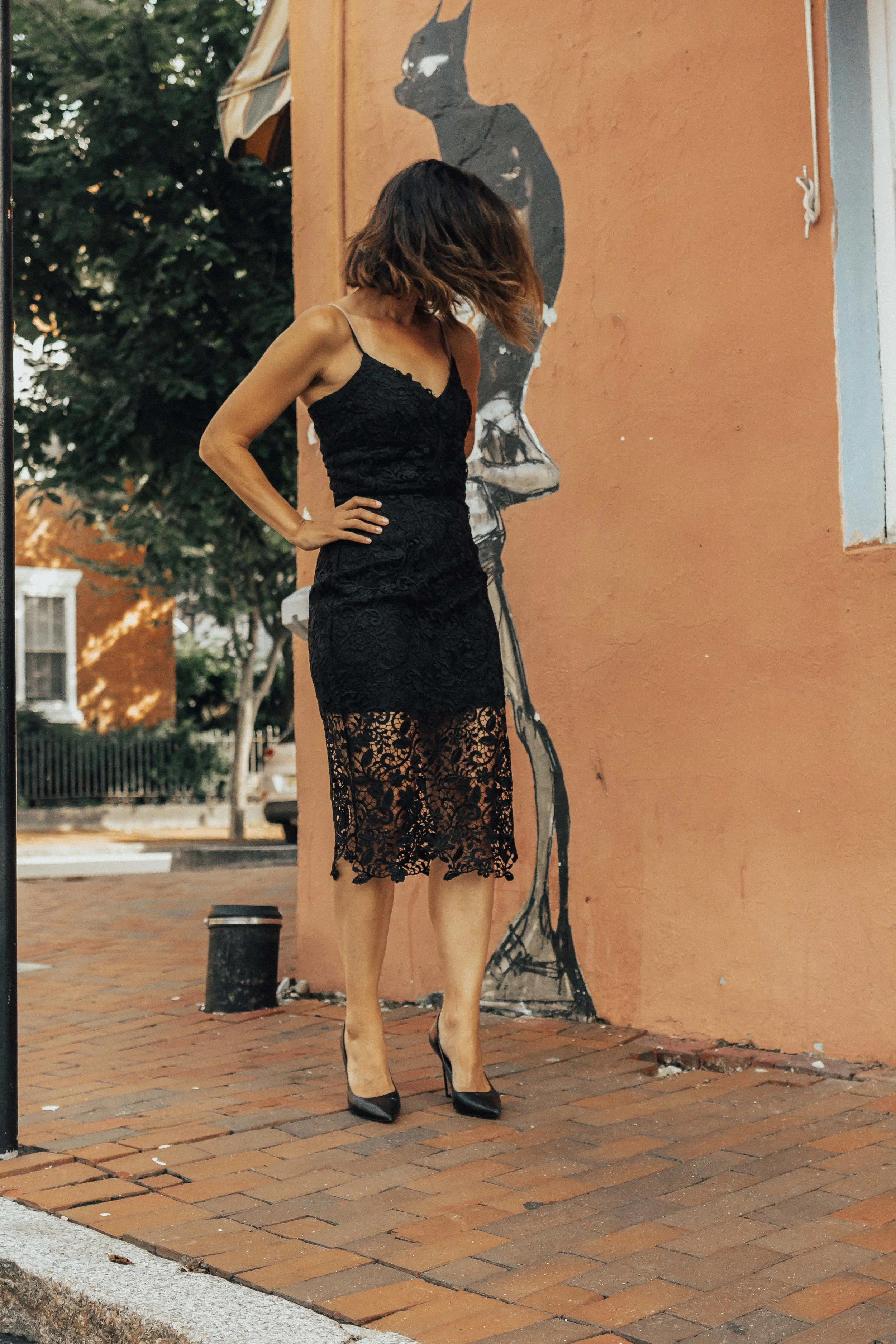 black lace dress outfit