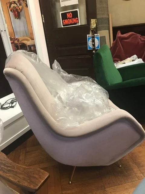 Reupholstery reveal - our sexy two-toned lady stunner!