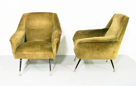 Pair of Gio Ponti-style Italian armchairs