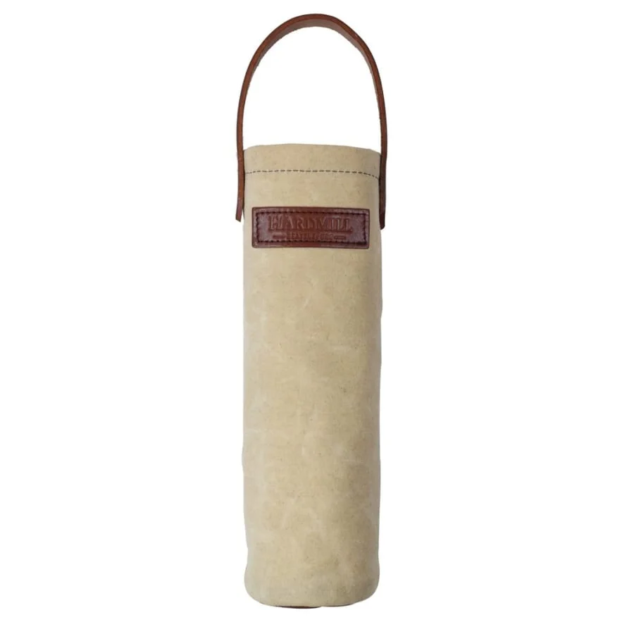 Waxed Canvas Wine Tote with Leather Handle