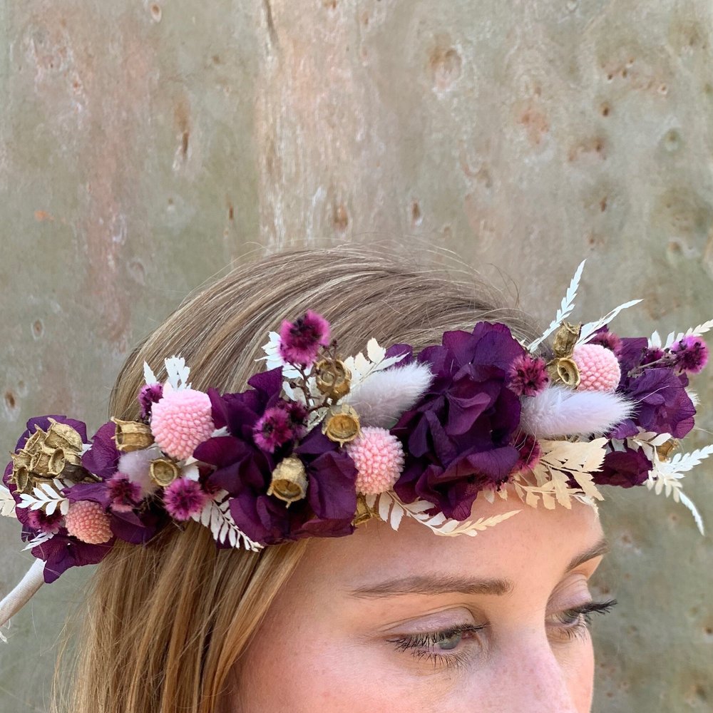 Everlasting Flower Crown Cool Tones Poppy Lane Floral Co